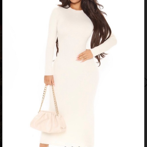 CREAM RIBBED MAXI DRESS - Picture 4 of 4